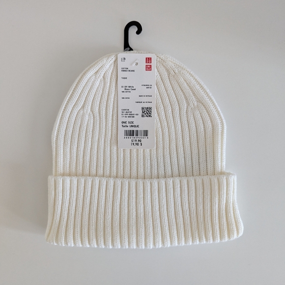 3 for $20 | NEW Uniqlo Cotton Ribbed Beanie / Hat (off white colour, unisex) - Picture 2 of 6